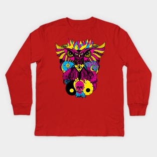 CMYK Owl And Ageless Skull Kids Long Sleeve T-Shirt